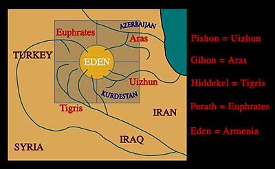 The four rivers of Eden, home of Adam